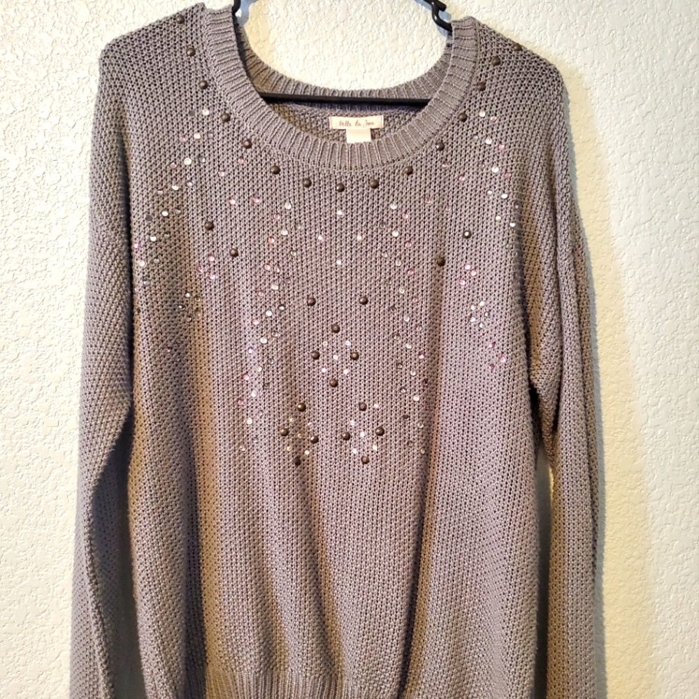 Dillard's jeweled knitted oversized sweater, size small